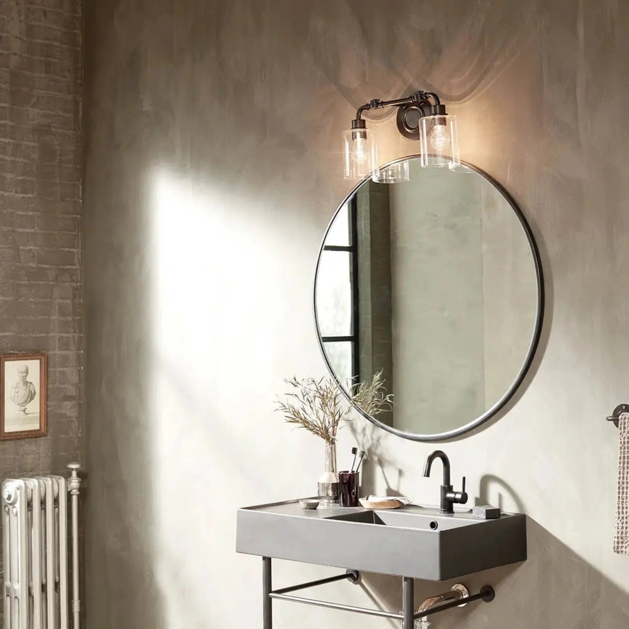 Kichler Gunnison 17 in. 2-Light Bathroom Vanity Light, Black with Clear Glass