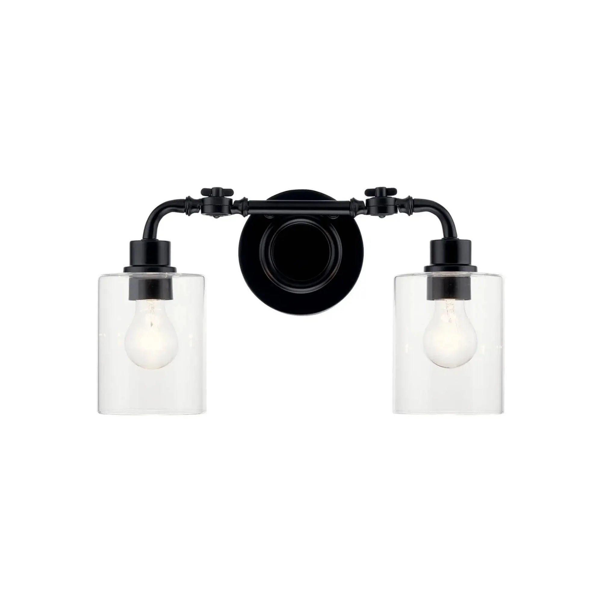 Kichler Gunnison 17 in. 2-Light Bathroom Vanity Light, Black with Clear Glass