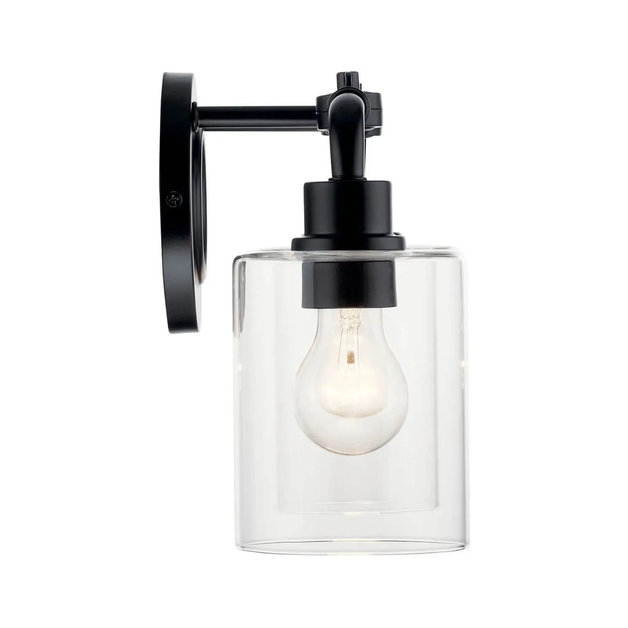 Kichler Gunnison 17 in. 2-Light Bathroom Vanity Light, Black with Clear Glass