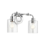 Kichler Gunnison 17 in. 2-Light Bathroom Vanity Light, Chrome with Clear Glass