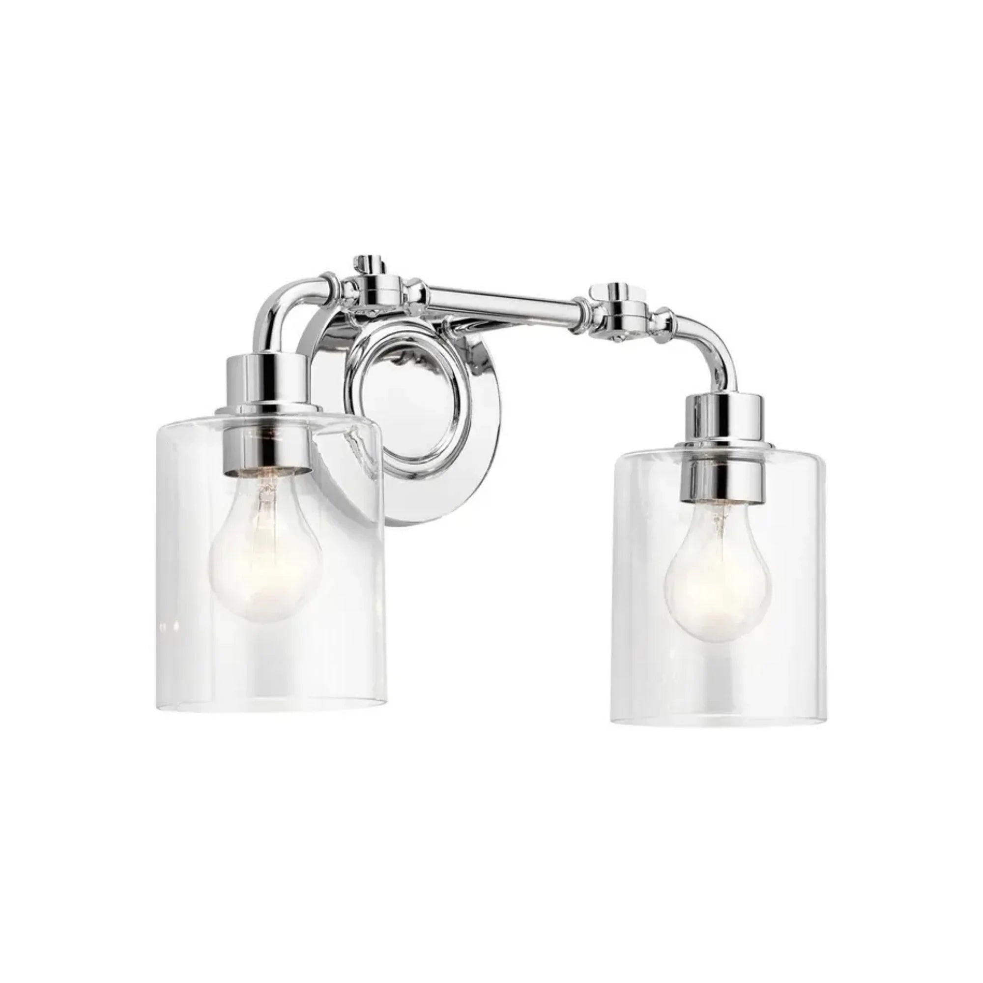Kichler Gunnison 17 in. 2-Light Bathroom Vanity Light, Chrome with Clear Glass