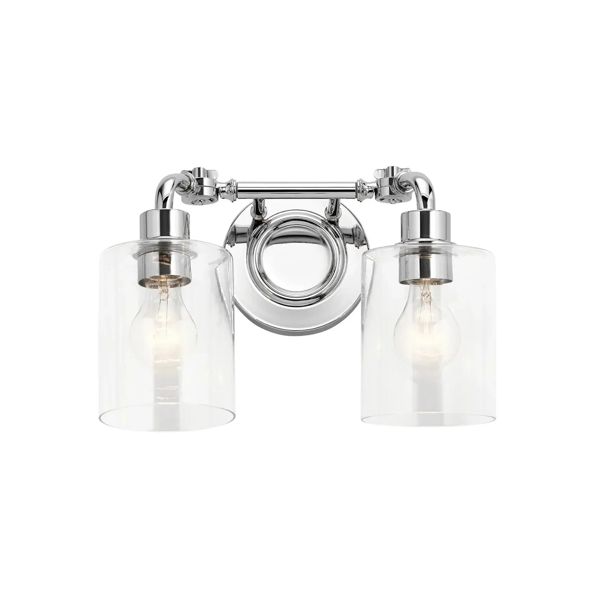 Kichler Gunnison 17 in. 2-Light Bathroom Vanity Light, Chrome with Clear Glass