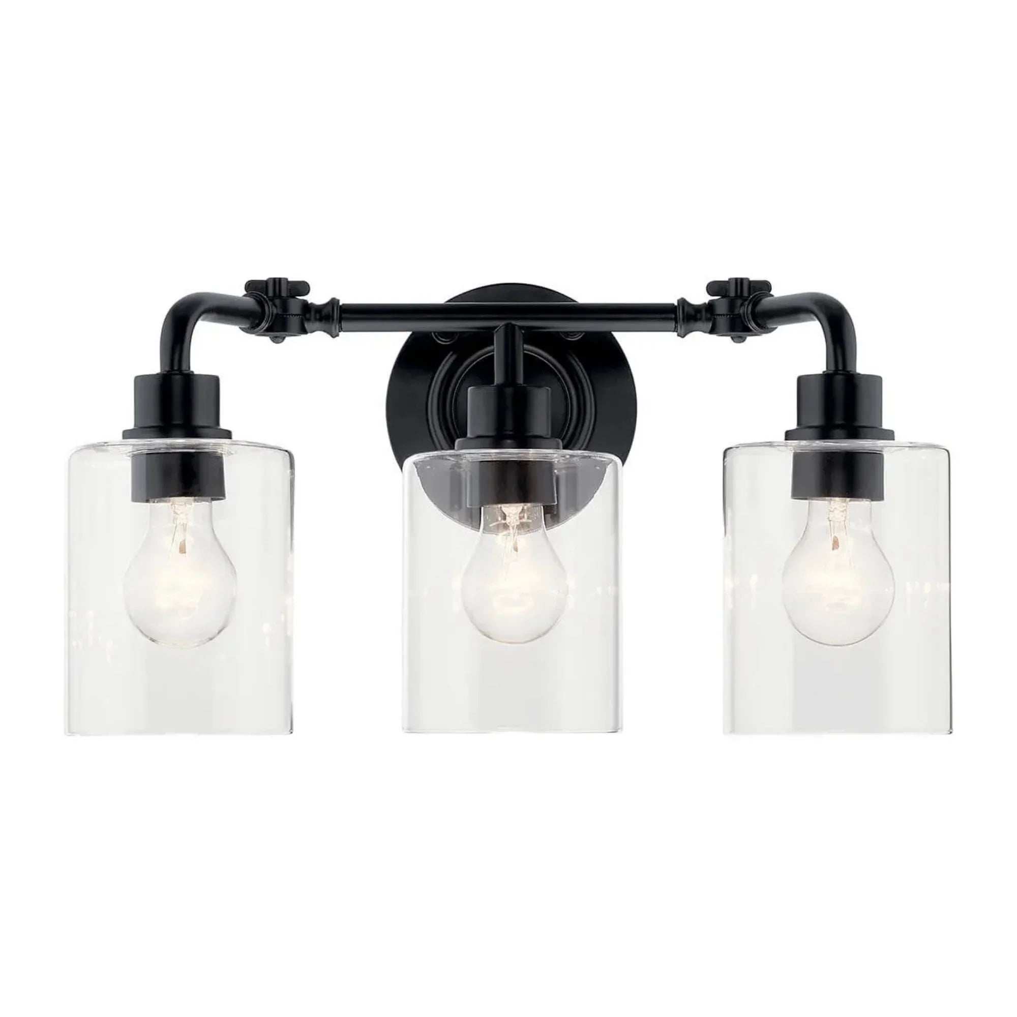 Kichler Gunnison 24 in. 3-Light Vanity Light, Black with Clear Glass