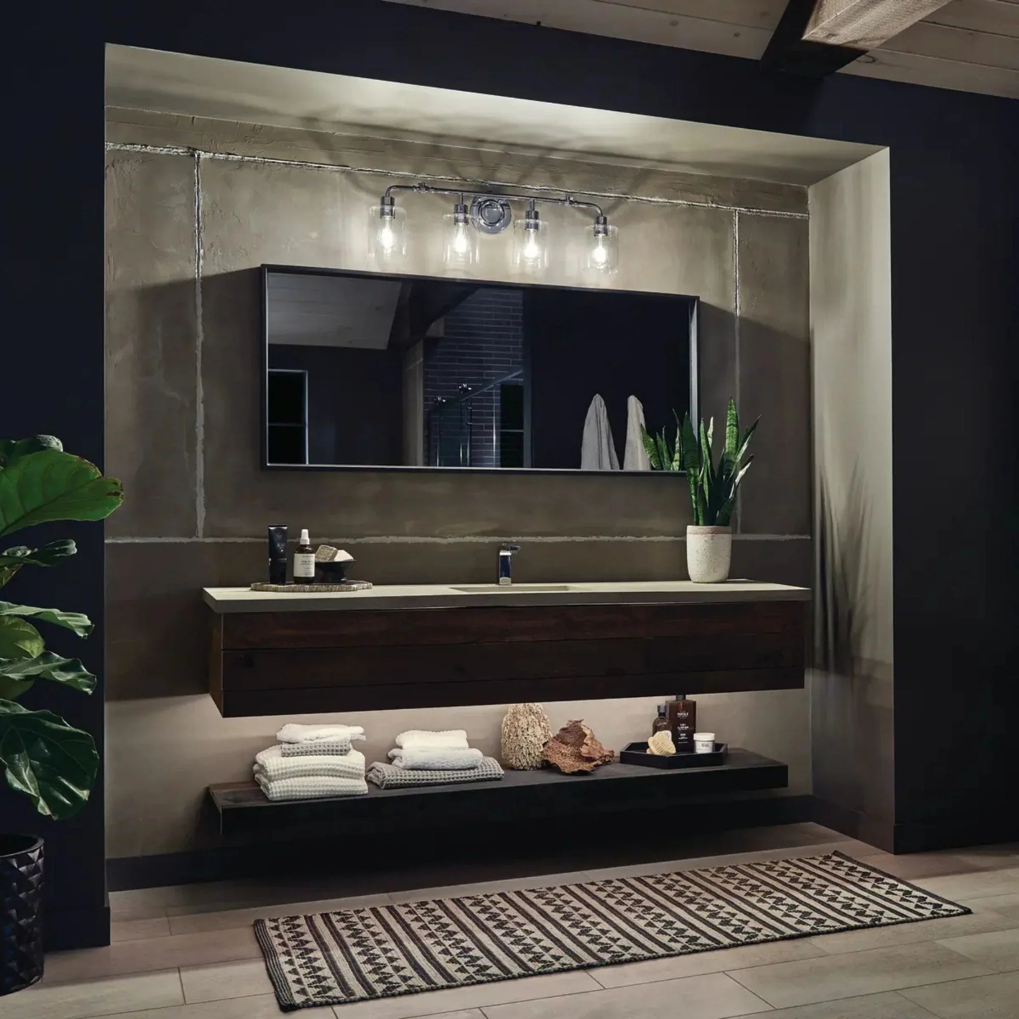 Kichler Gunnison 33.75 in. 4-Light Vanity Light, Chrome with Clear Glass
