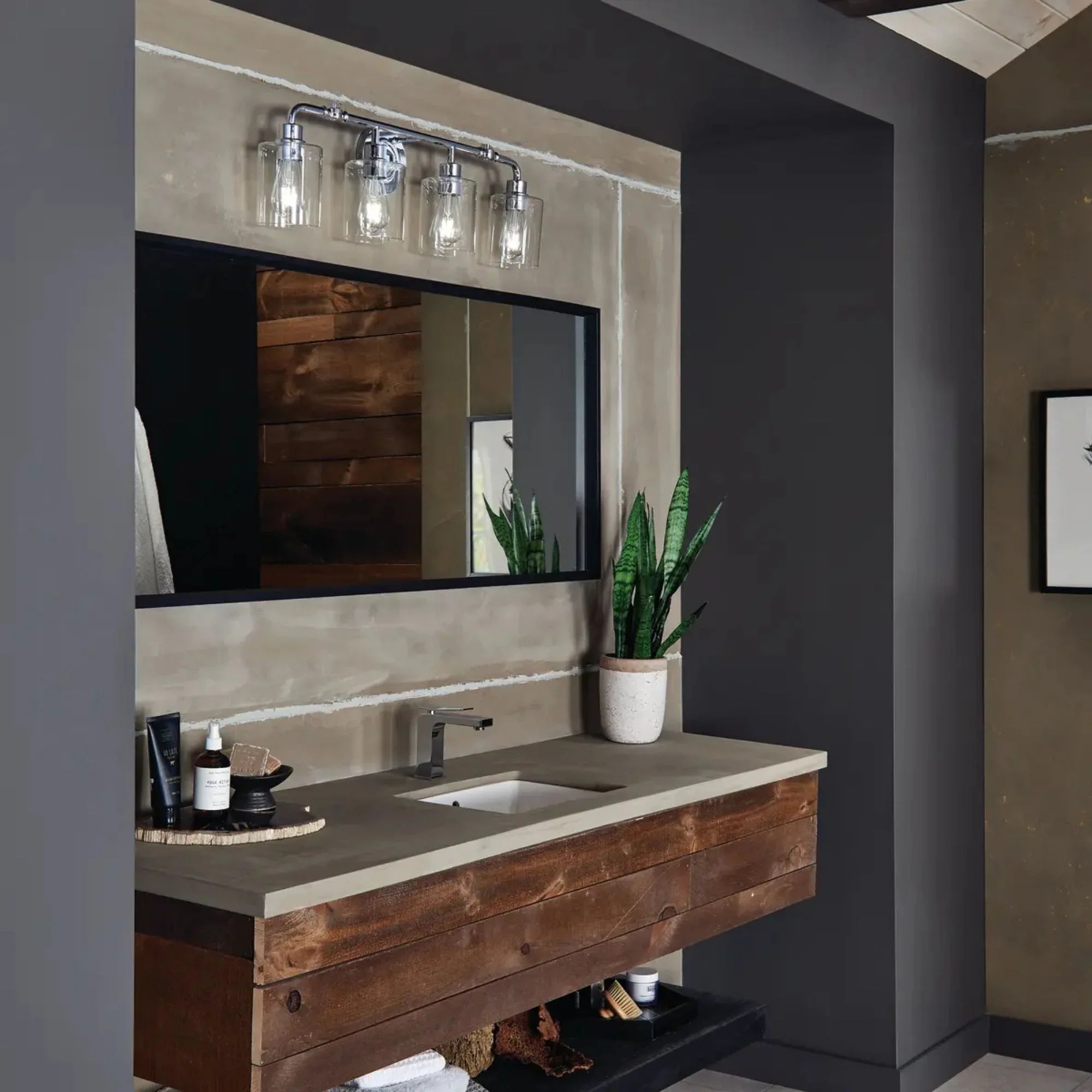 Kichler Gunnison 33.75 in. 4-Light Vanity Light, Chrome with Clear Glass