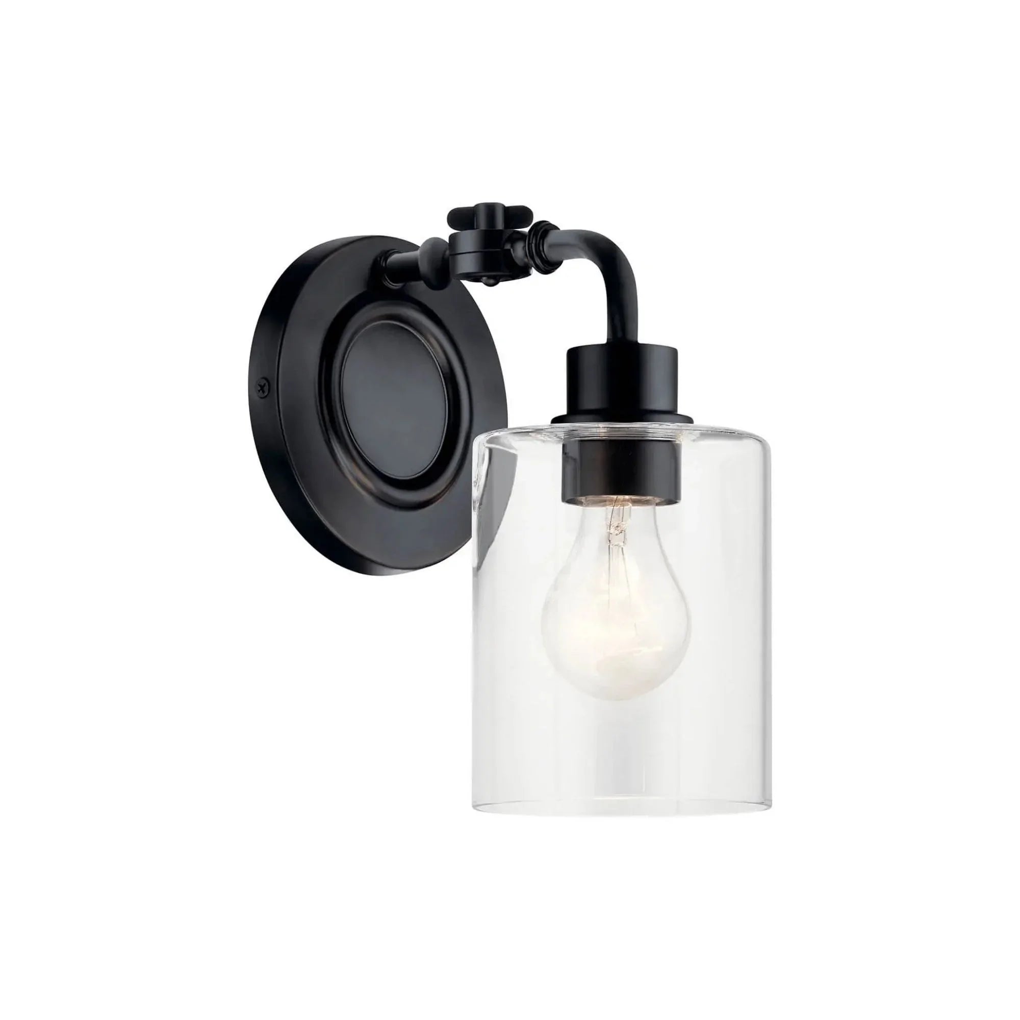 Kichler Gunnison 10 in. Wall Sconce, Black with Clear Glass