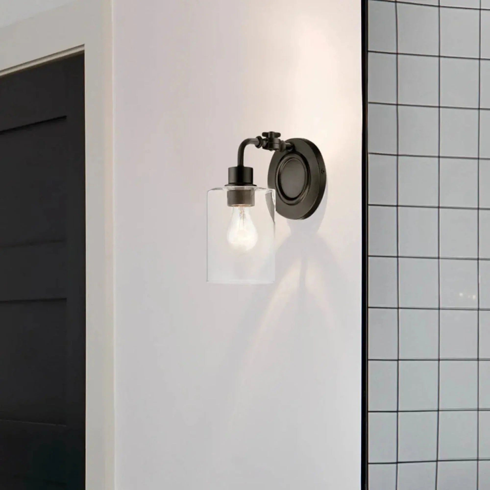 Kichler Gunnison 10 in. Wall Sconce, Black with Clear Glass