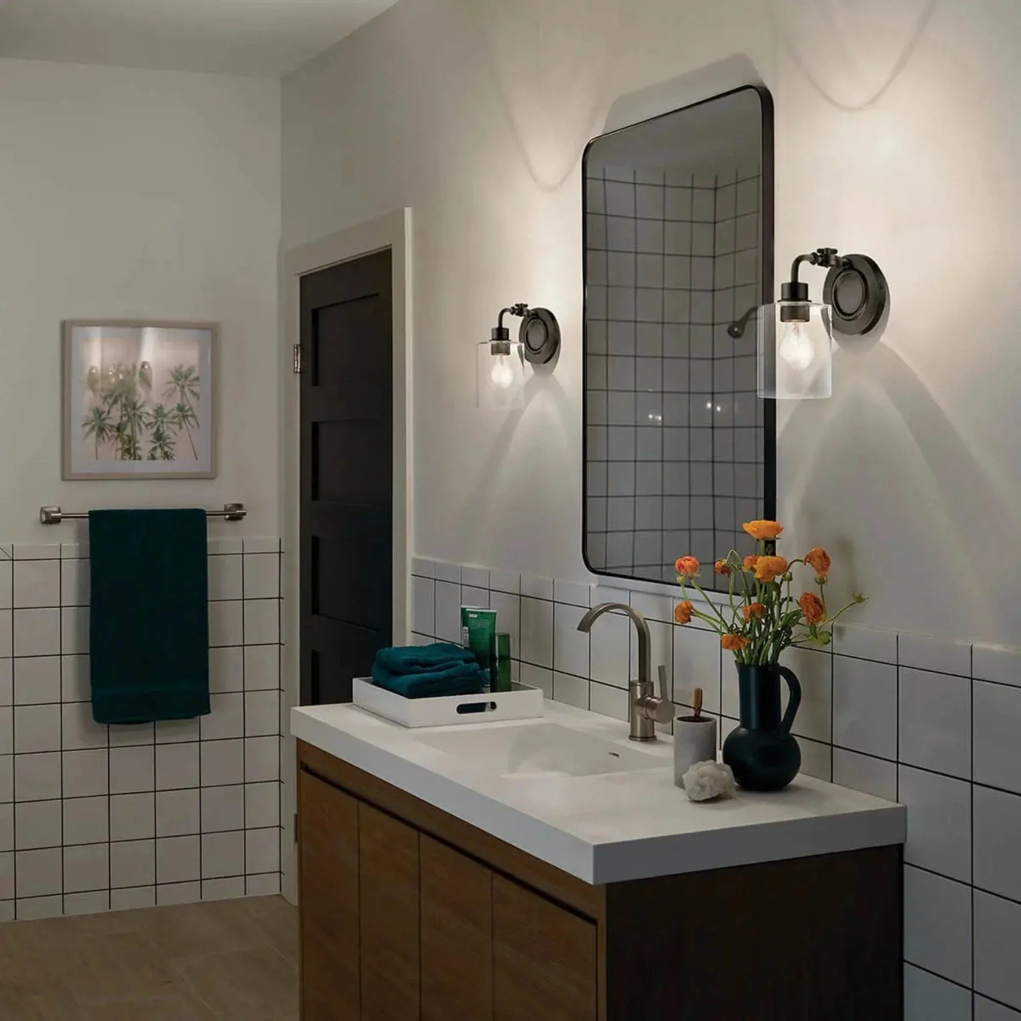 Kichler Gunnison 10 in. Wall Sconce, Black with Clear Glass