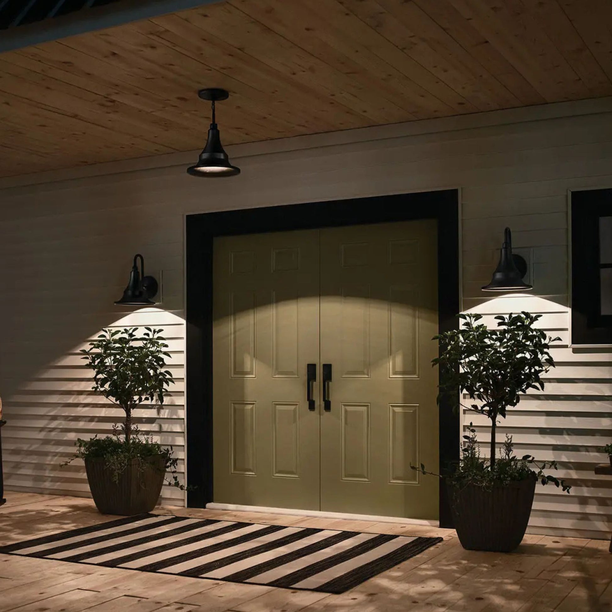 Kichler Lighting - Hampshire 17" Outdoor Pendant, Textured Black Finish | Bees Lighting