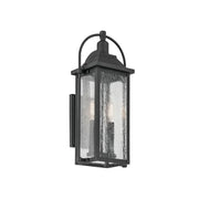 Kichler Harbor Row 18.5 in. 2-Light Outdoor Wall Sconce, Textured Black with Clear Seeded Glass