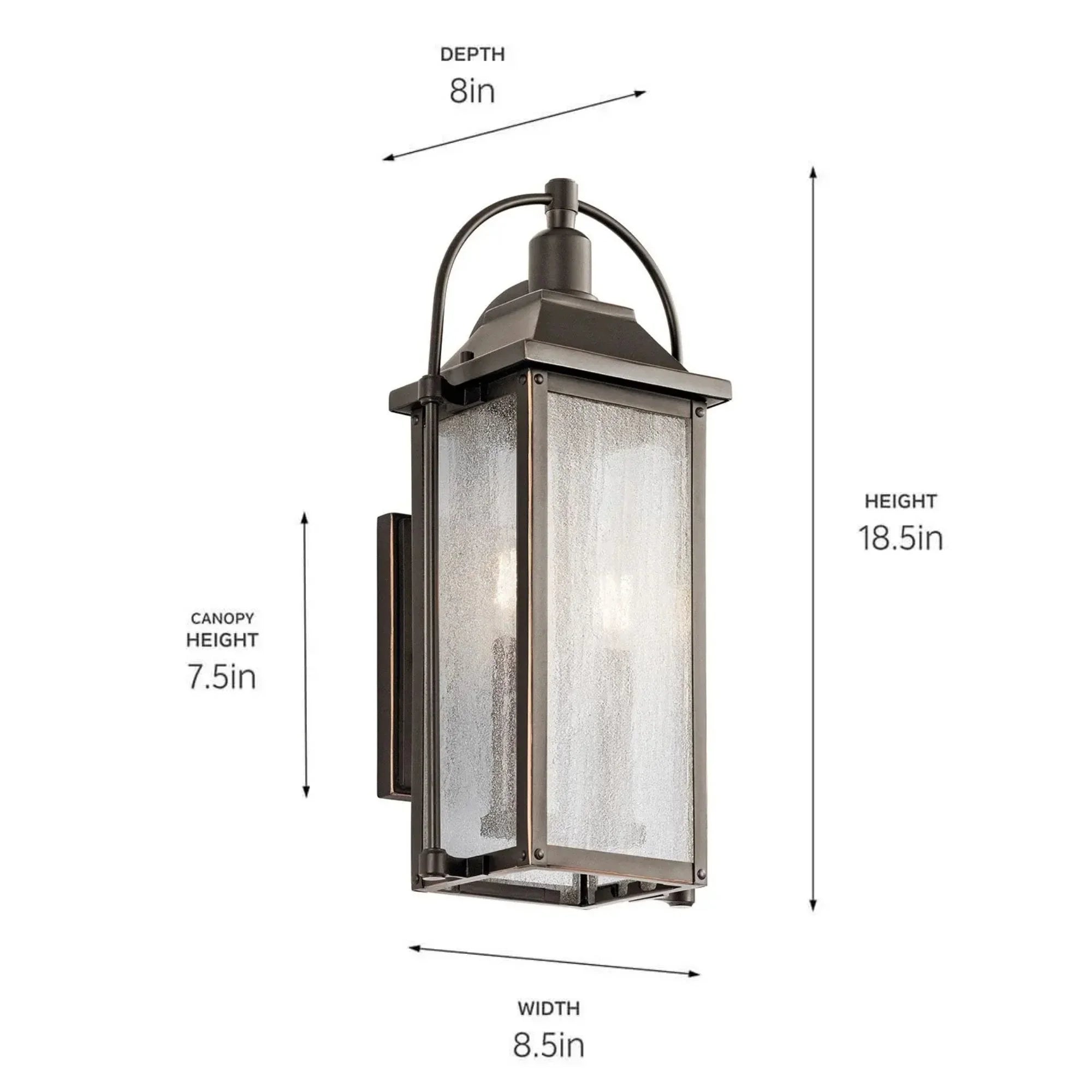 Kichler Harbor Row 18.5 in. 2-Light Outdoor Sconce, Olde Bronze with Clear Seeded Glass