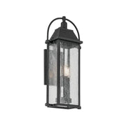 Kichler Harbor Row 23.25in. 3-Light Outdoor Wall Sconce, Textured Black with Clear Seeded Glass