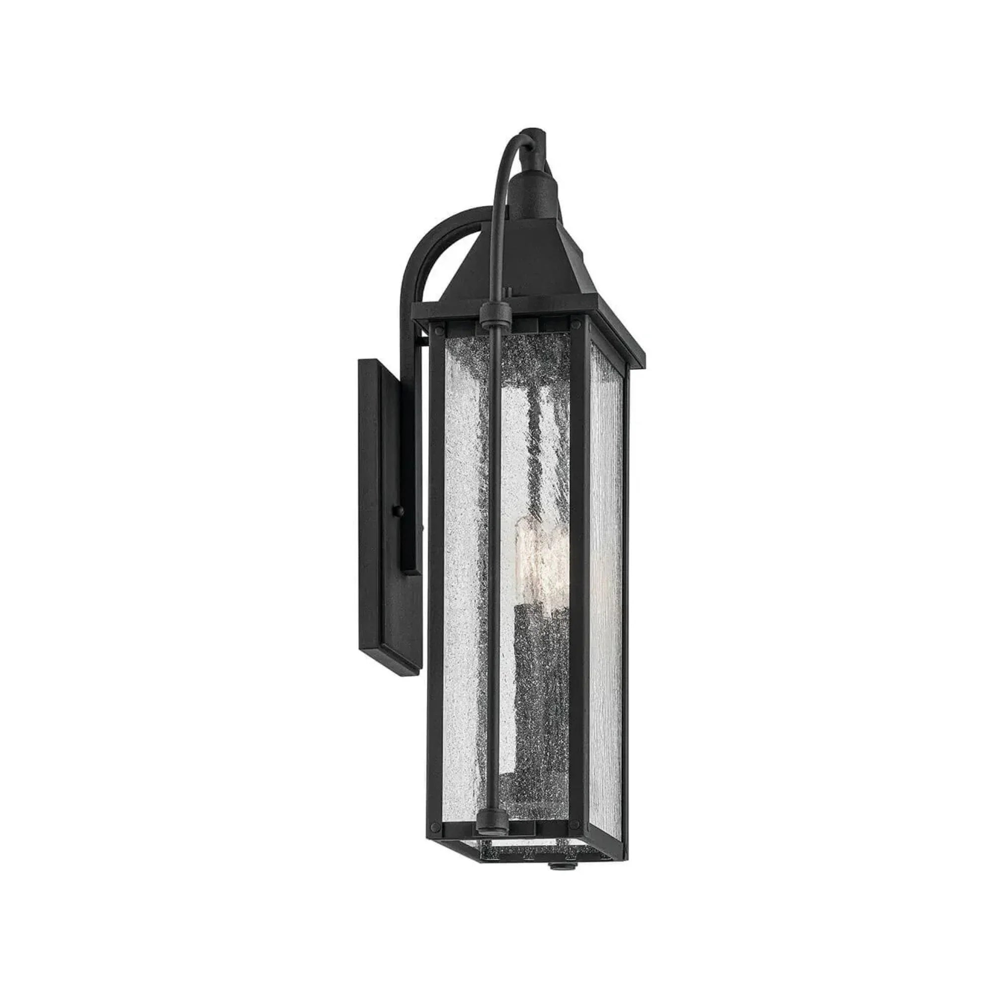 Kichler Harbor Row 23.25in. 3-Light Outdoor Wall Sconce, Textured Black with Clear Seeded Glass