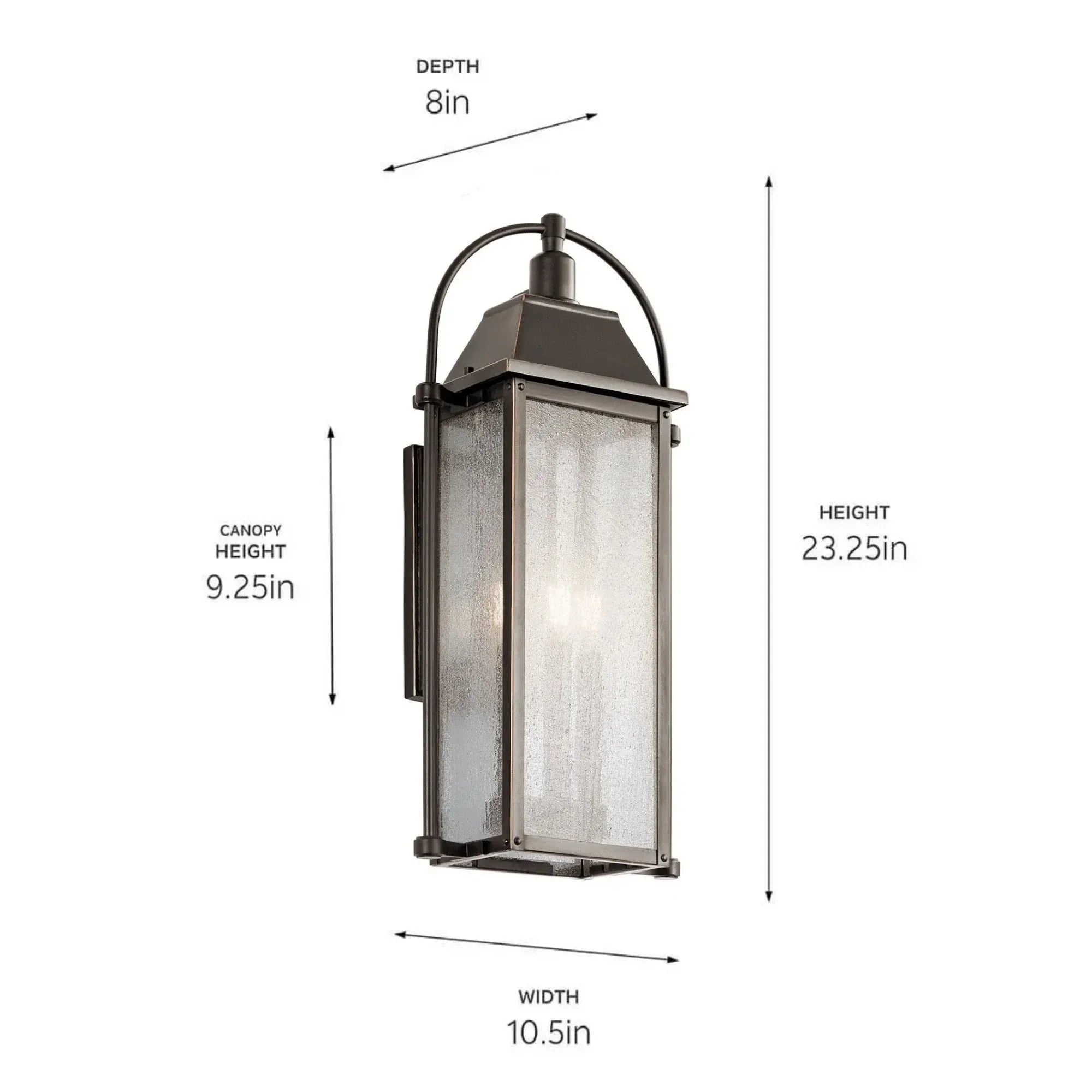 Kichler Harbor Row 23.25 in. 3-Light Outdoor Sconce, Olde Bronze with Clear Seeded Glass