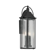 Kichler Harbor Row 28.75 in. 4-Light Outdoor Wall Sconce, Textured Black with Clear Seeded Glass