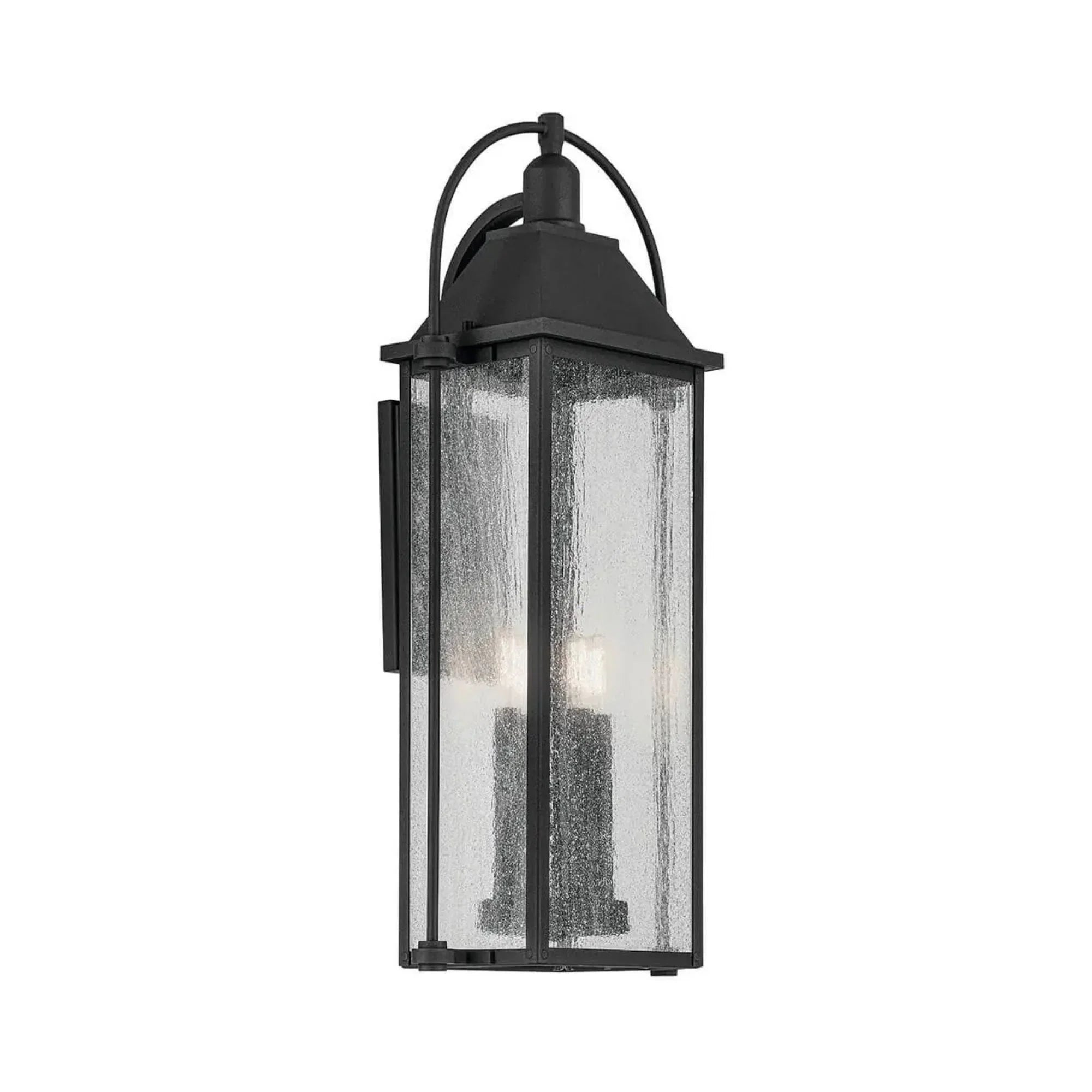 Kichler Harbor Row 28.75 in. 4-Light Outdoor Wall Sconce, Textured Black with Clear Seeded Glass