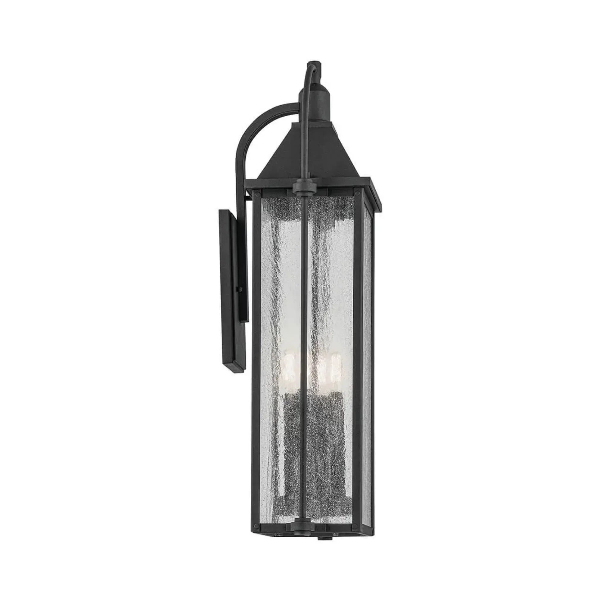 Kichler Harbor Row 28.75 in. 4-Light Outdoor Wall Sconce, Textured Black with Clear Seeded Glass