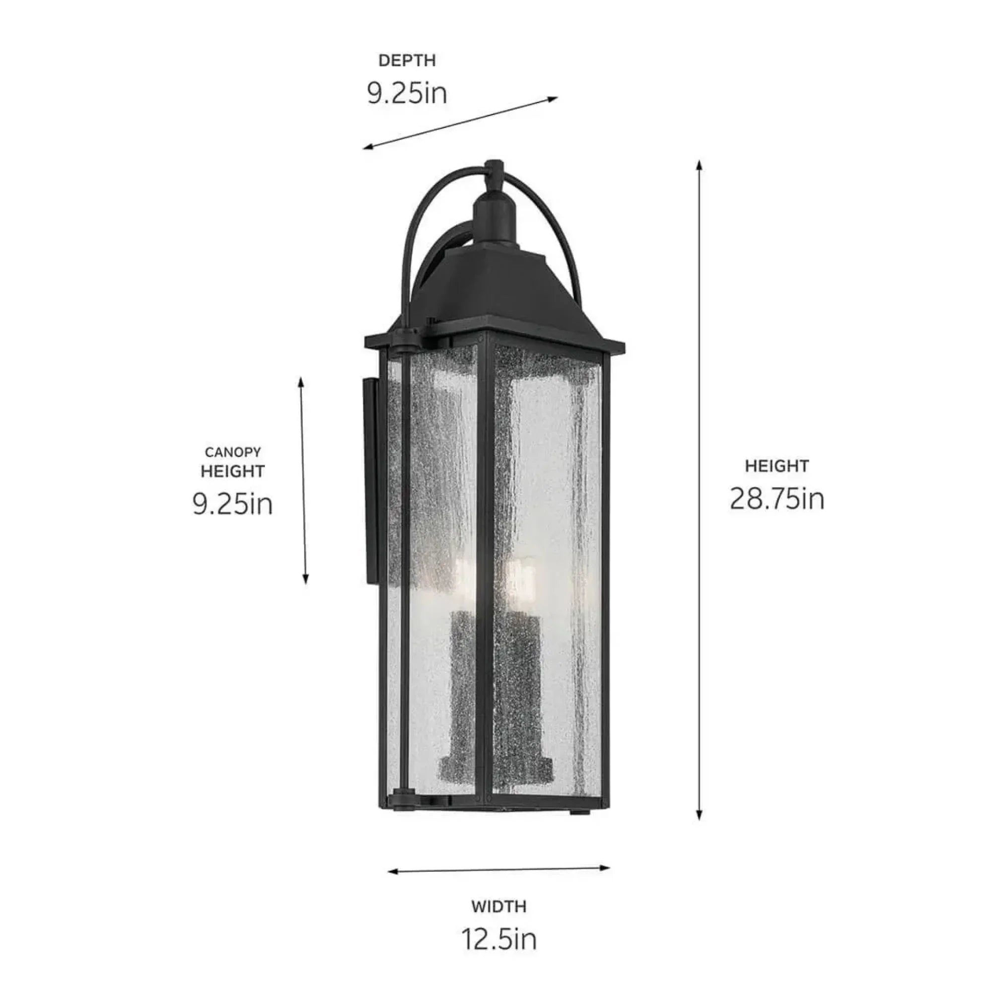 Kichler Harbor Row 28.75 in. 4-Light Outdoor Wall Sconce, Textured Black with Clear Seeded Glass