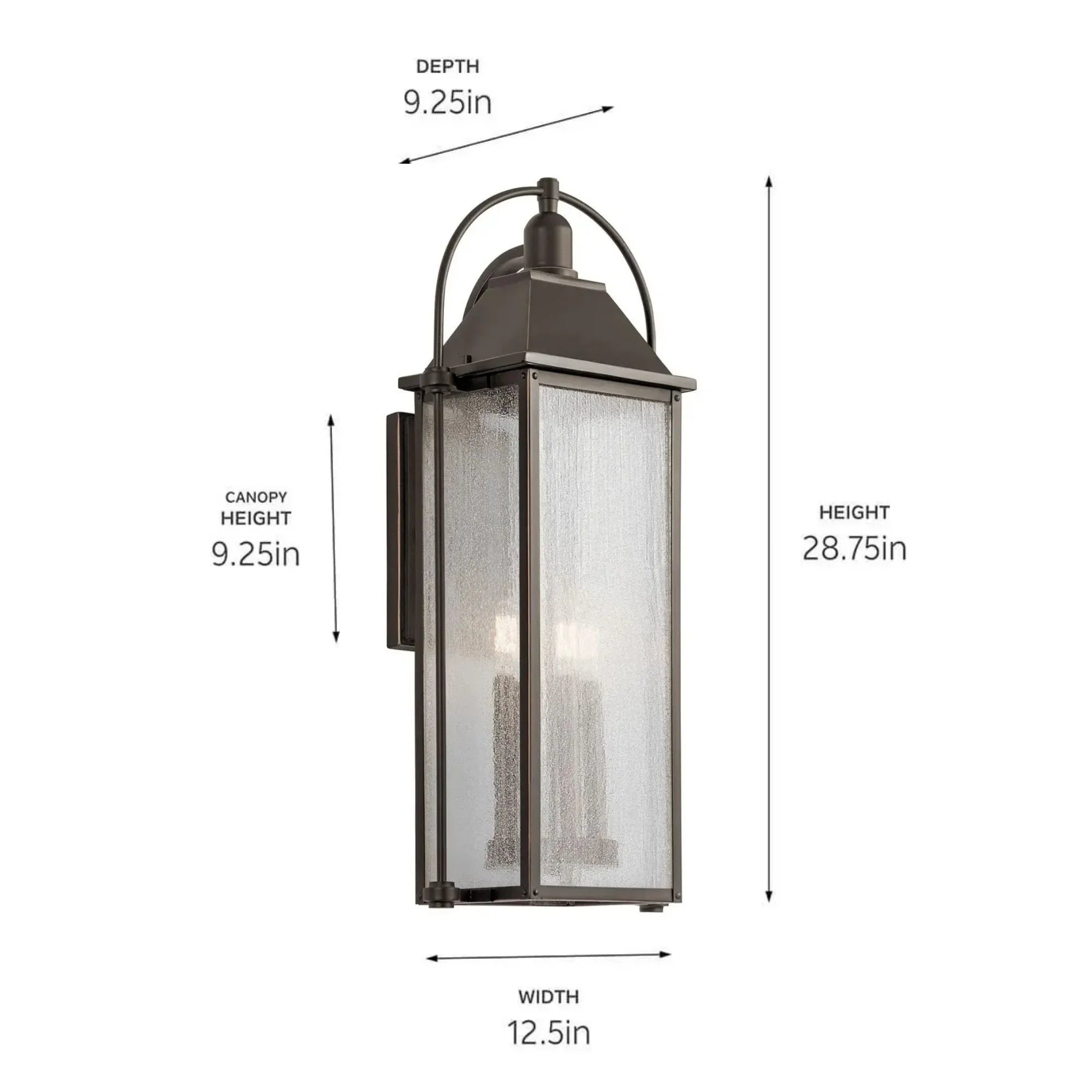 Kichler Harbor Row 28.75 in. 4-Light Outdoor Wall Sconce, Olde Bronze with Clear Seeded Glass