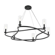 Kichler Harpin 37.75 in. 6-Light Chandelier, Black & Champagne Bronze with Clear Cylinder Glass