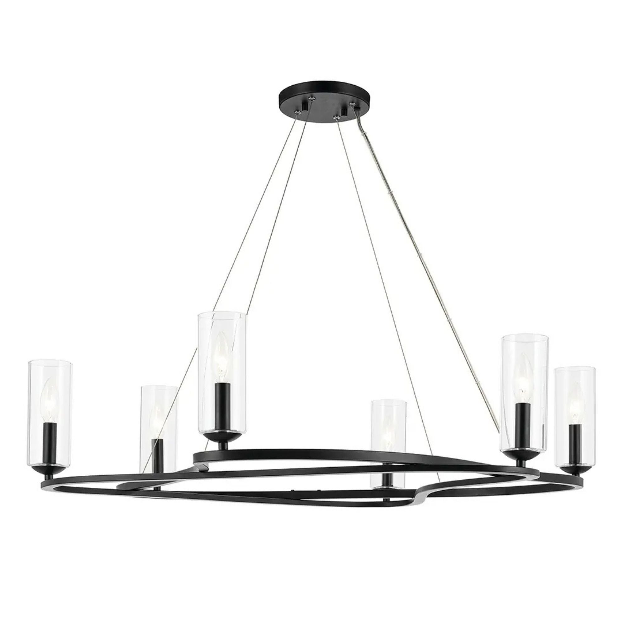Kichler Harpin 37.75 in. 6-Light Chandelier, Black & Champagne Bronze with Clear Cylinder Glass