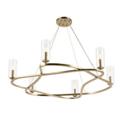 Kichler Harpin 37.75 in. 6-Light Chandelier, Champagne Bronze with Clear Cylinder Glass Shades