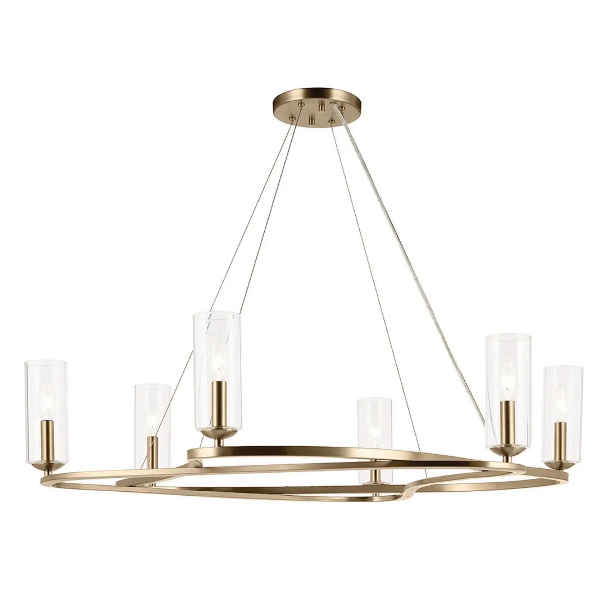 Kichler Harpin 37.75 in. 6-Light Chandelier, Champagne Bronze with Clear Cylinder Glass Shades