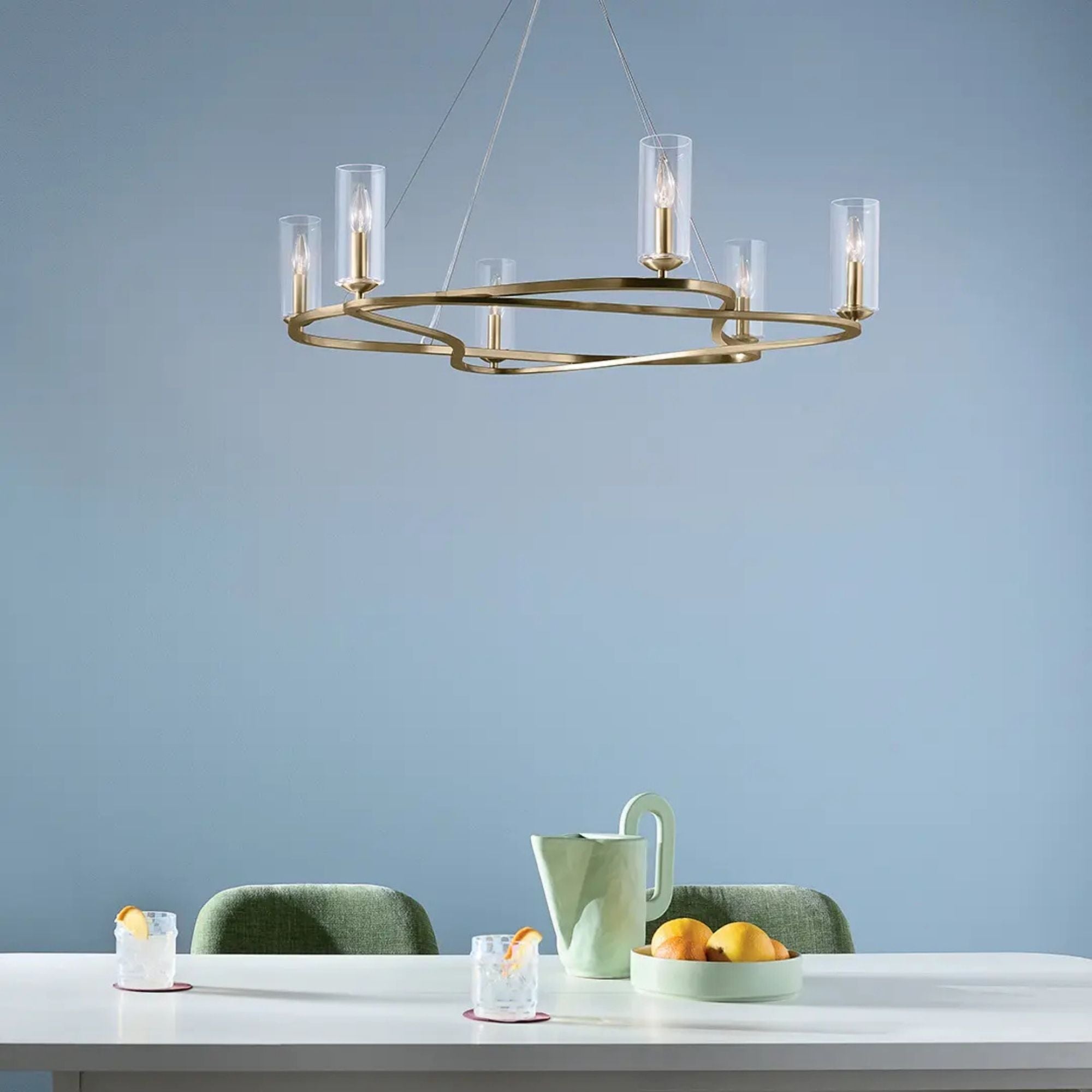Kichler Harpin 37.75 in. 6-Light Chandelier, Champagne Bronze with Clear Cylinder Glass Shades