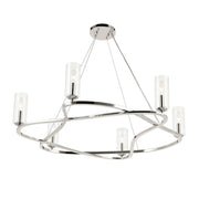 Kichler Harpin 37.75 in. 6-Light Chandelier, Polished Nickel with Cylinder Shade