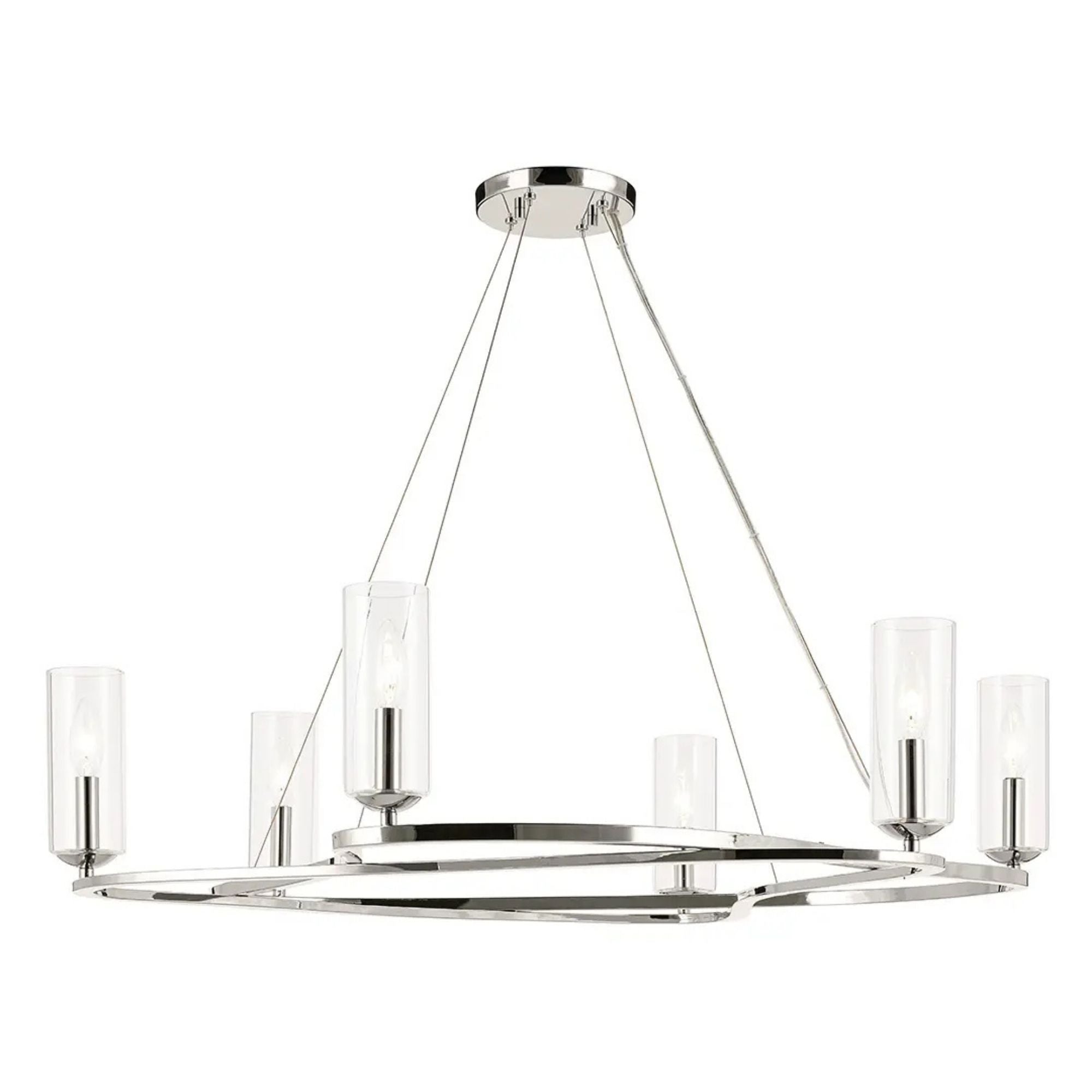 Kichler Harpin 37.75 in. 6-Light Chandelier, Polished Nickel with Cylinder Shade