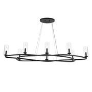 Kichler Harpin 52.5 in. 8-Light Linear Chandelier, Black & Champagne Bronze with Clear Cylinder Glass