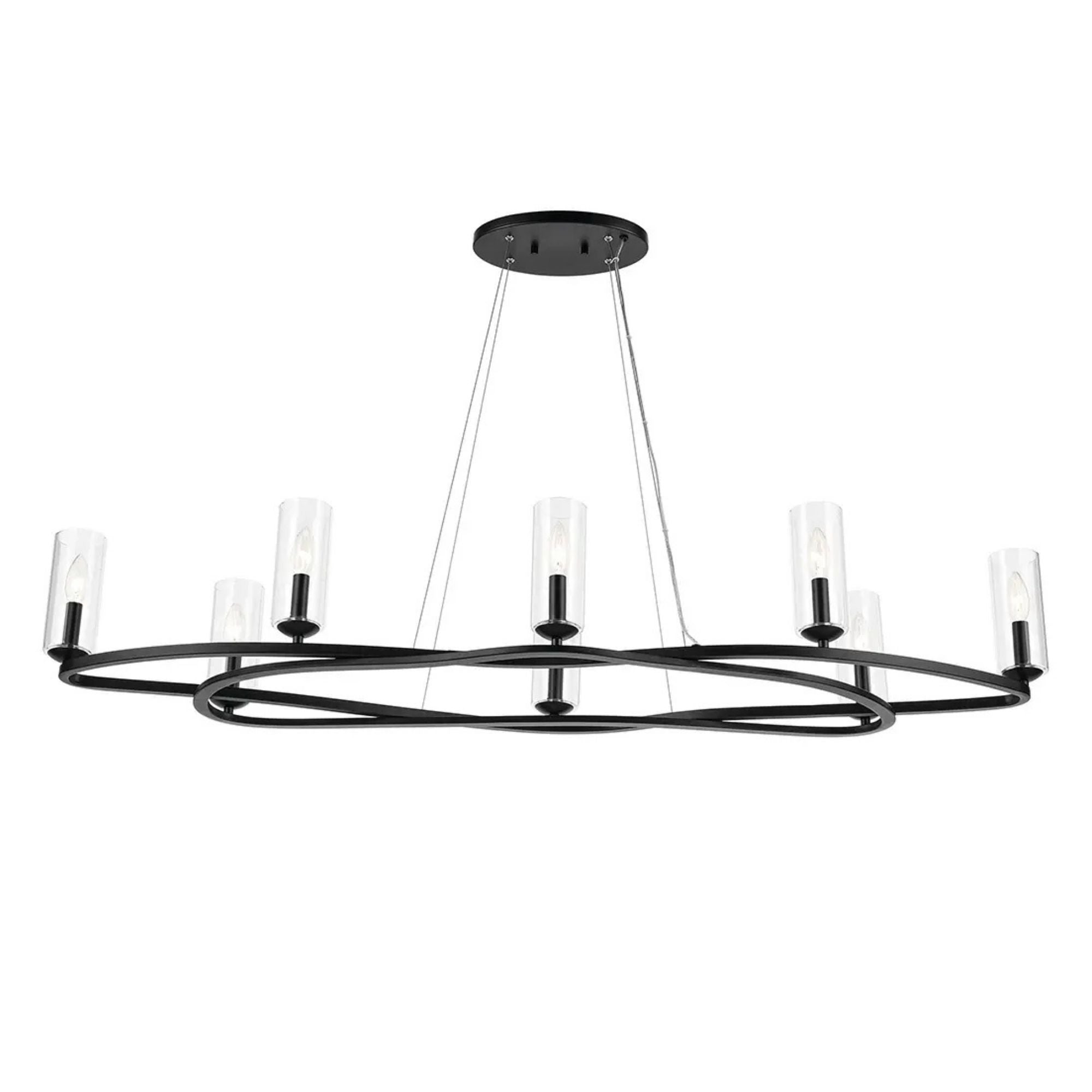 Kichler Harpin 52.5 in. 8-Light Linear Chandelier, Black & Champagne Bronze with Clear Cylinder Glass