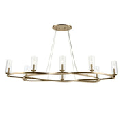 Kichler Harpin 52.5 in. 8-Light Linear Chandelier, Champagne Bronze with Clear Cylinder Glass Shades