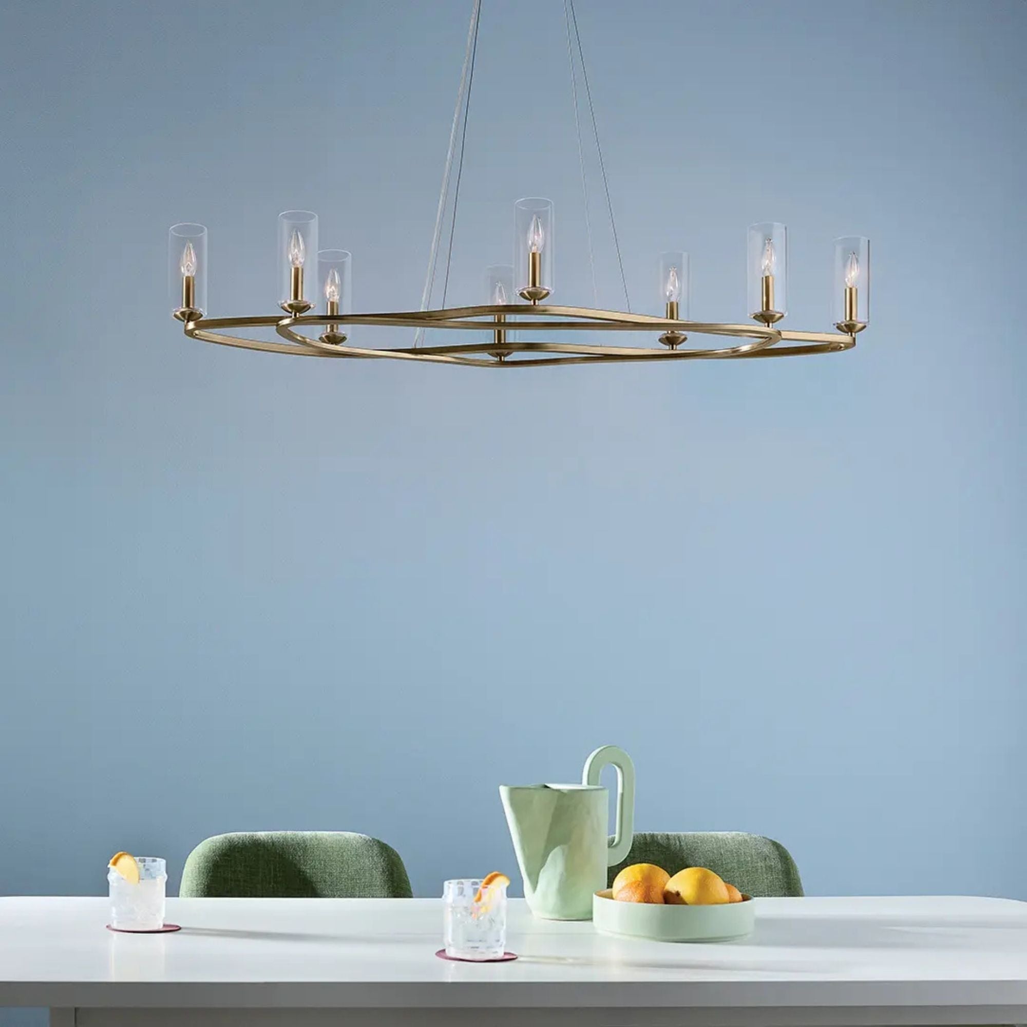 Kichler Harpin 52.5 in. 8-Light Linear Chandelier, Champagne Bronze with Clear Cylinder Glass Shades