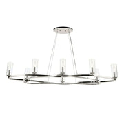 Kichler Harpin 52.5 in. 8-Light Chandelier, Polished Nickel with Clear Cylinder Glass Shades