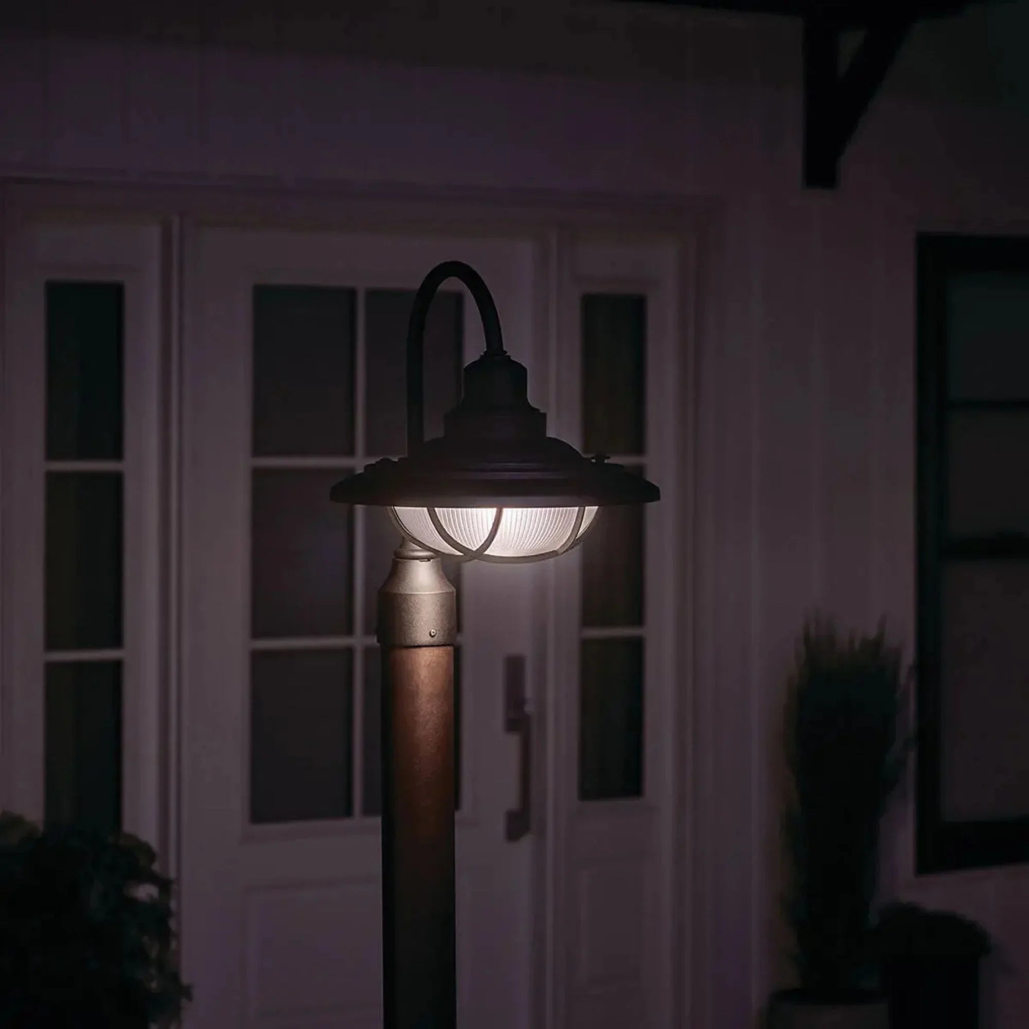 Kichler Harvest Ridge 15.75 in. Outdoor Post Light, Textured Black with Clear Ribbed Glass