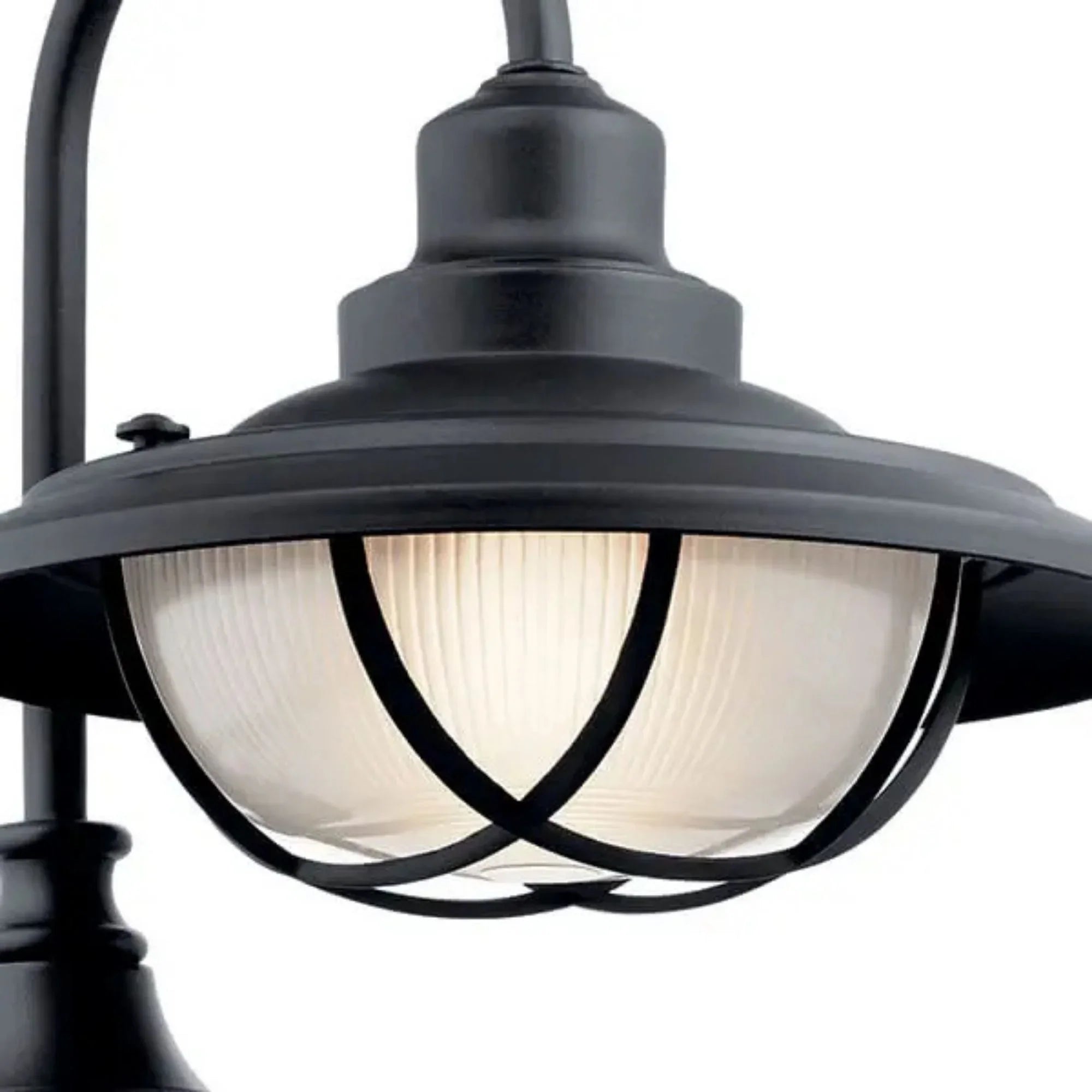 Kichler Harvest Ridge 15.75 in. Outdoor Post Light, Textured Black with Clear Ribbed Glass