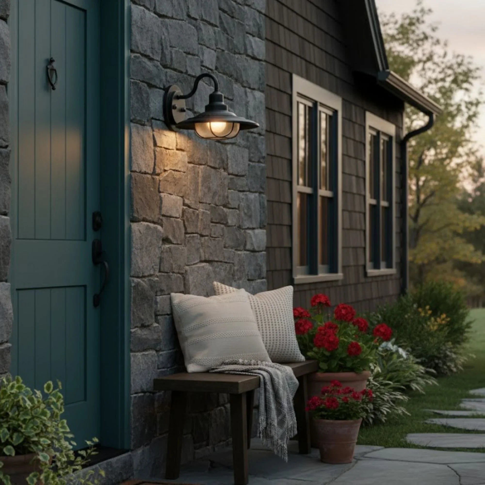 Harvest Ridge 11" Outdoor Wall Light, Textured Black Finish