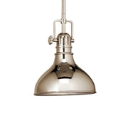 Kichler Hatteras Bay 10.25 in. Pendant Light, Polished Nickel with Metal Dome Shade