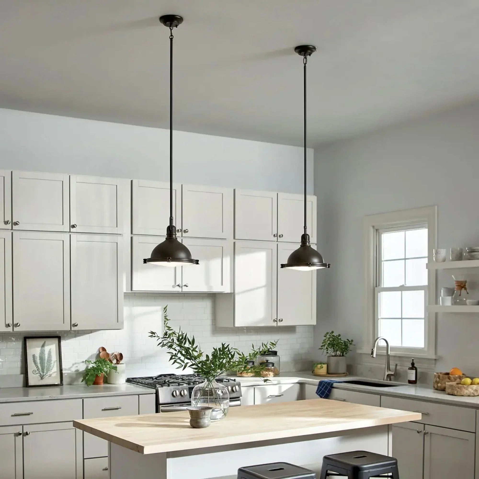 Kichler Hatteras Bay 11.75 in. Pendant Light, Olde Bronze with Metal Dome Shade