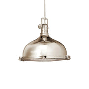Kichler Hatteras Bay 11.75 in. Pendant Light, Polished Nickel with Metal Dome Shade