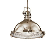 Kichler Hatteras Bay 16 in. Pendant Light, Polished Nickel with Metal Dome Shade