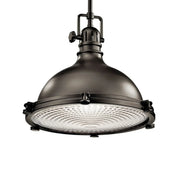 Kichler Hatteras Bay 23.75 in. 1-Light Pendant, Olde Bronze with Metal Dome Shade
