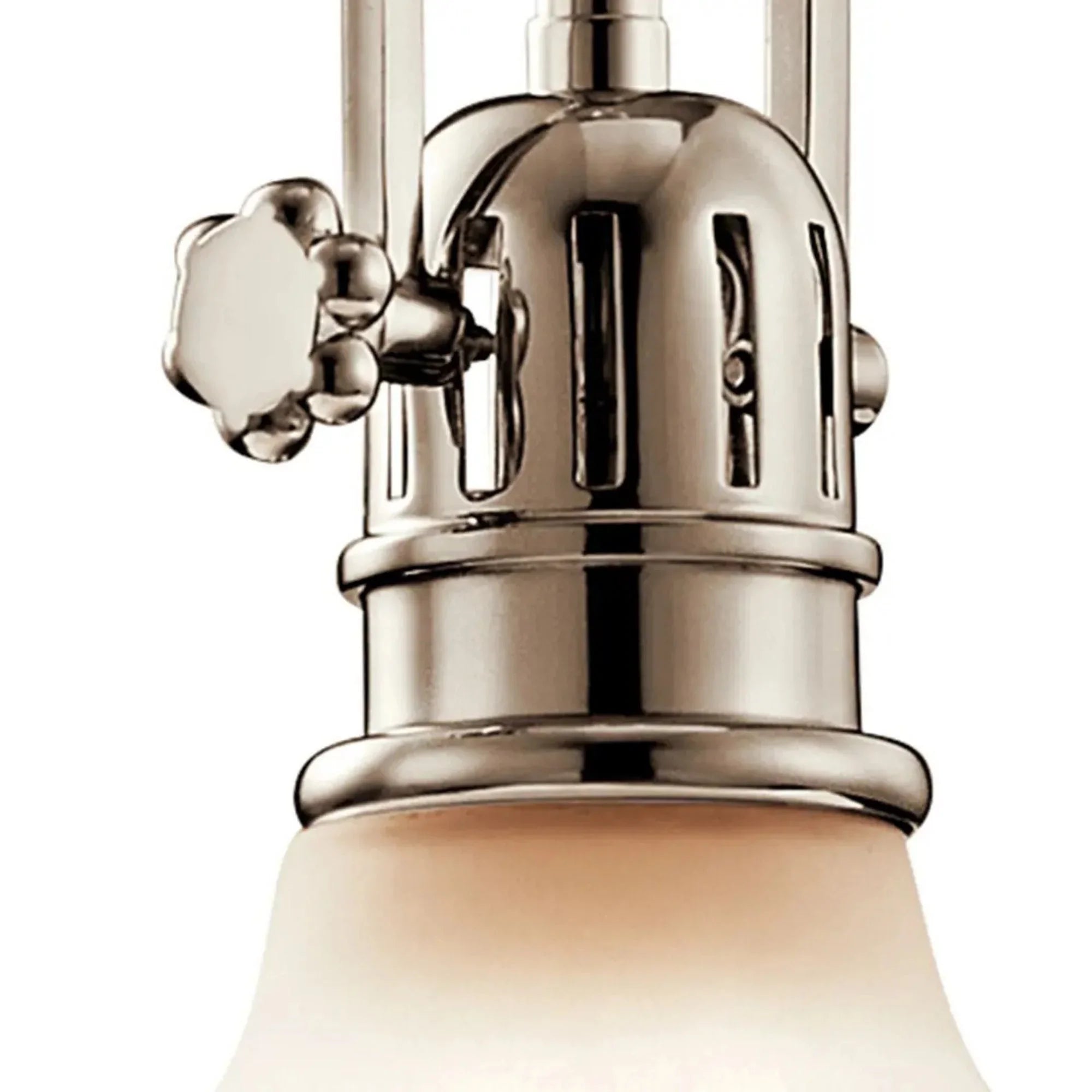 Kichler Hatteras Bay 10.25 in. Pendant Light, Polished Nickel & Satin White Glass with Metal Dome Shade