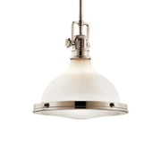 Hatteras Bay 12" Pendant, Polished Nickel Finish, White Fresnel Glass