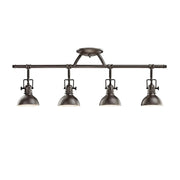 Kichler Hatteras Bay 31.25 in. 4-Light Track Kit, Olde Bronze with Metal Dome Shade & Clear Fresnel Glass
