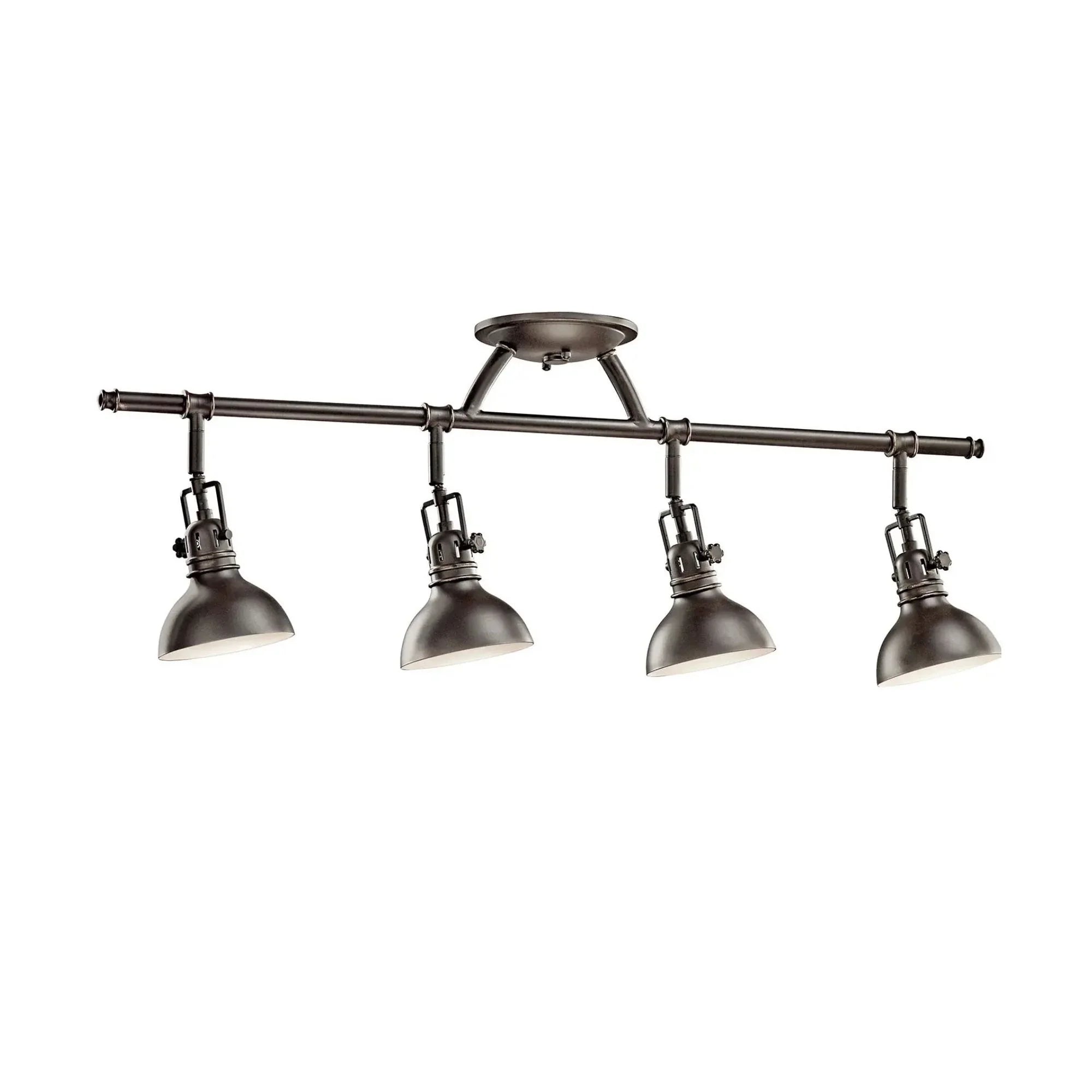 Kichler Hatteras Bay 31.25 in. 4-Light Track Kit, Olde Bronze with Metal Dome Shade & Clear Fresnel Glass