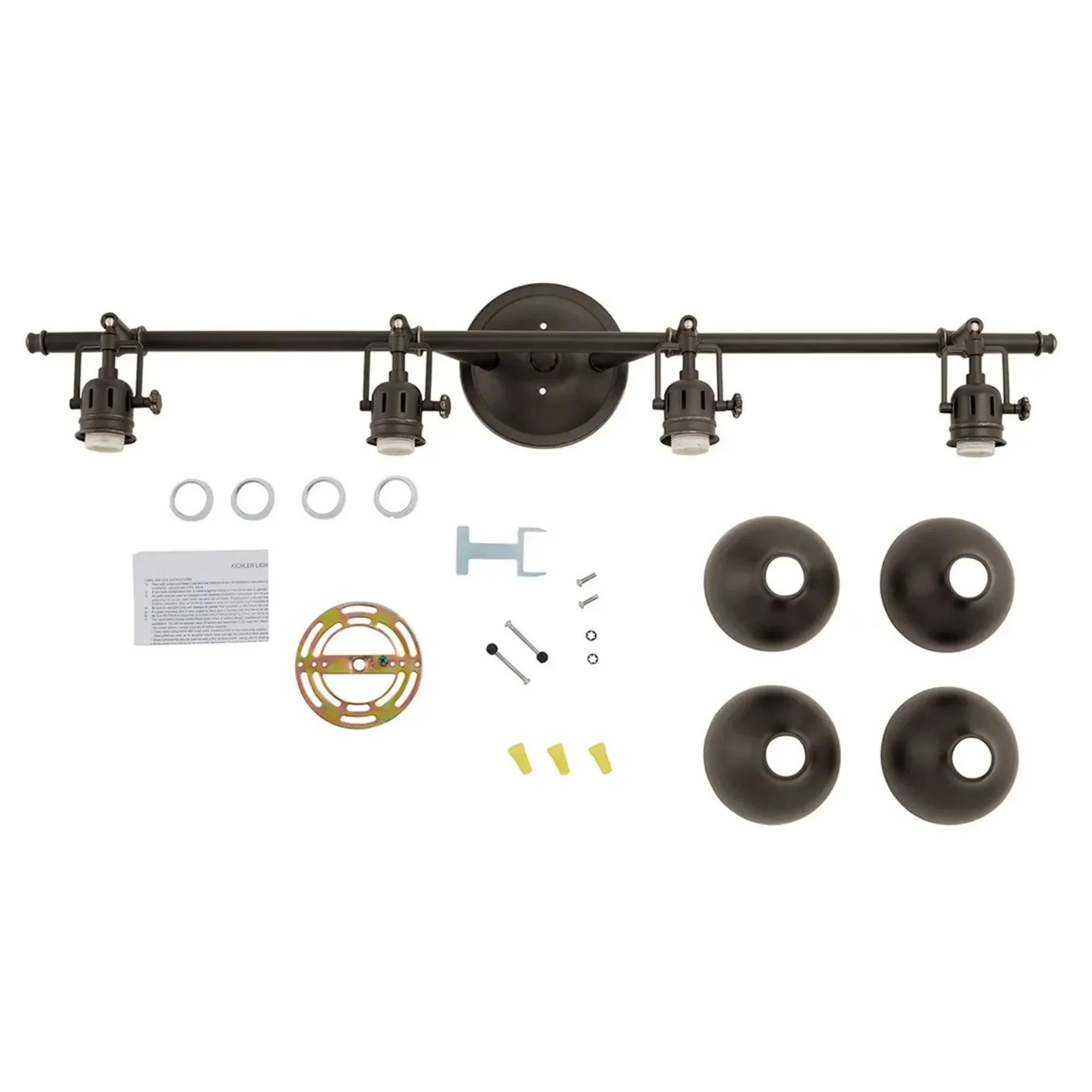 Kichler Hatteras Bay 31.25 in. 4-Light Track Kit, Olde Bronze with Metal Dome Shade & Clear Fresnel Glass