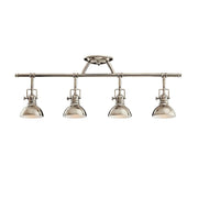 Kichler Hatteras Bay 31.25 in. 4-Light Track Kit, Polished Nickel with Metal Dome Shade