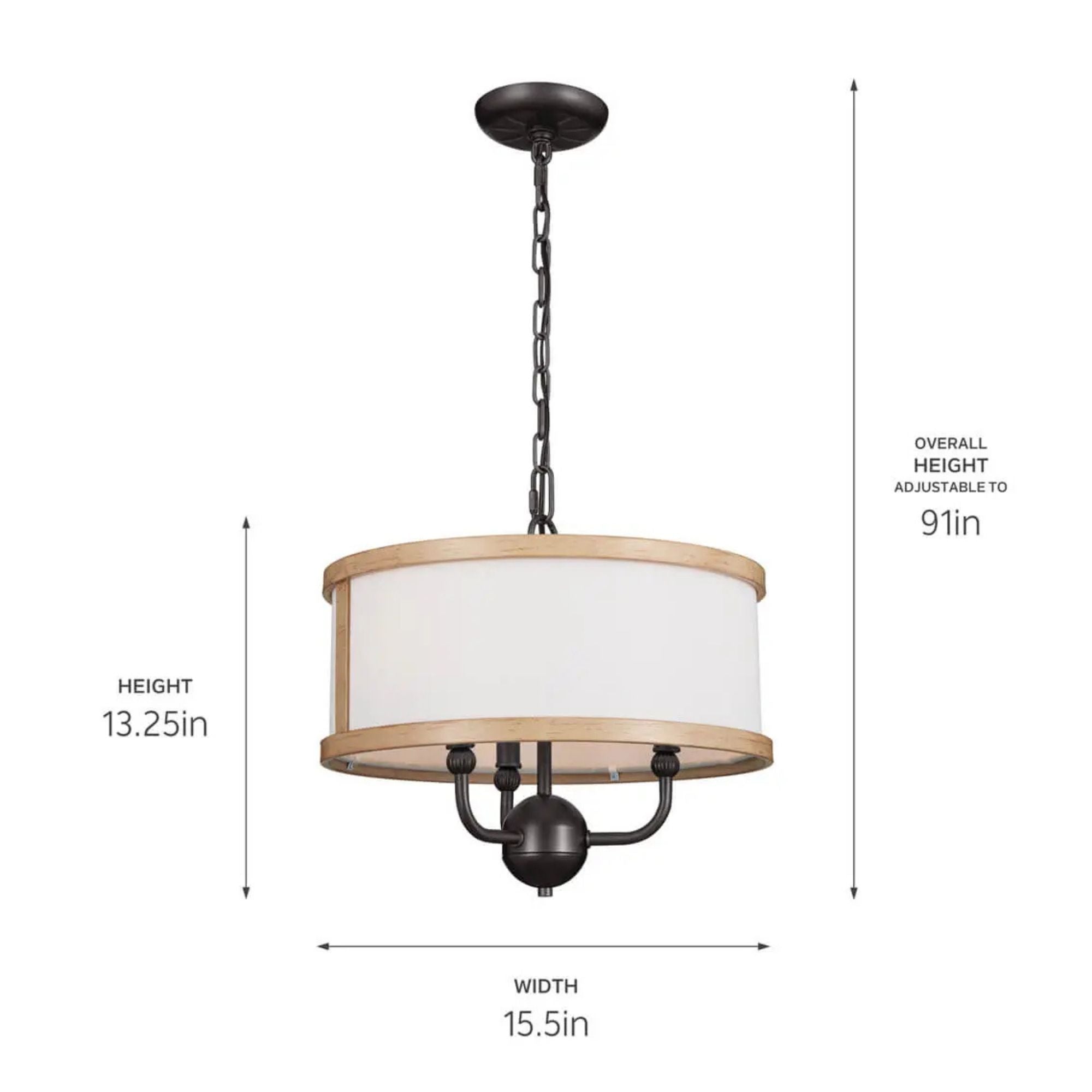 Heddle 16" 3-Light Chandelier, Anvil Iron Finish